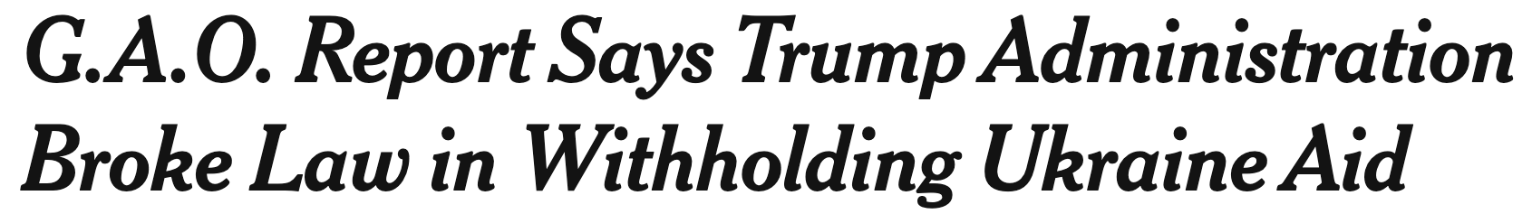 G.A.O. Report Says Trump Administration Broke Law